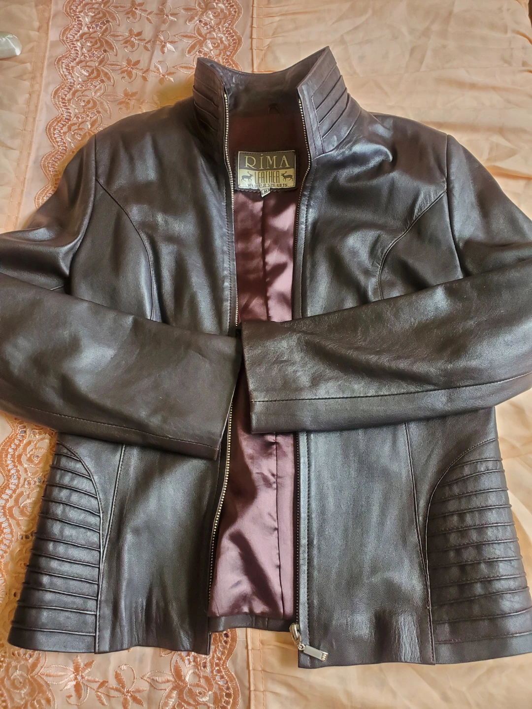 RIMA Leather Jacket - Brown, Size M - photo 3