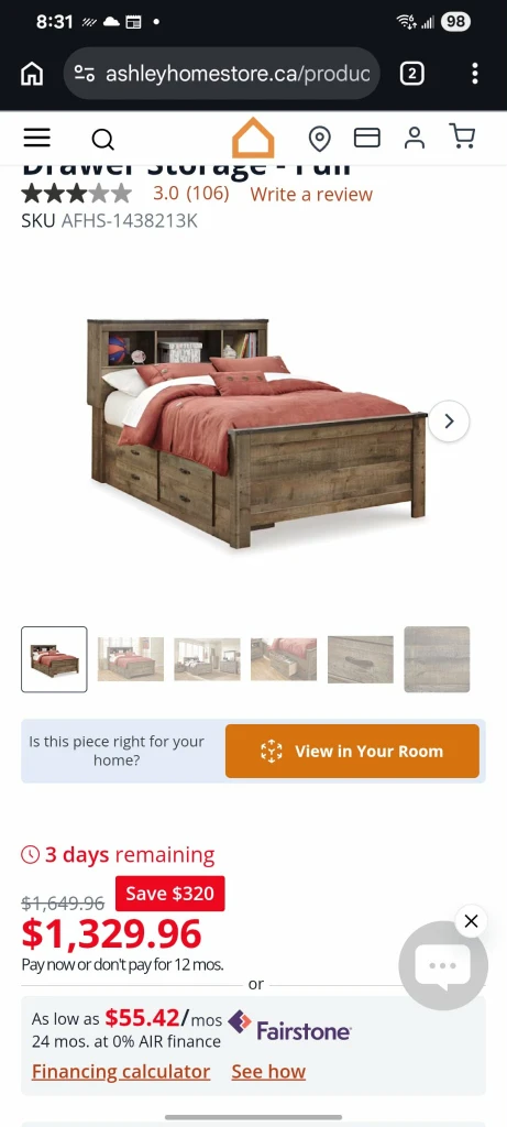 Full/Double Drawer Storage Bed Frame