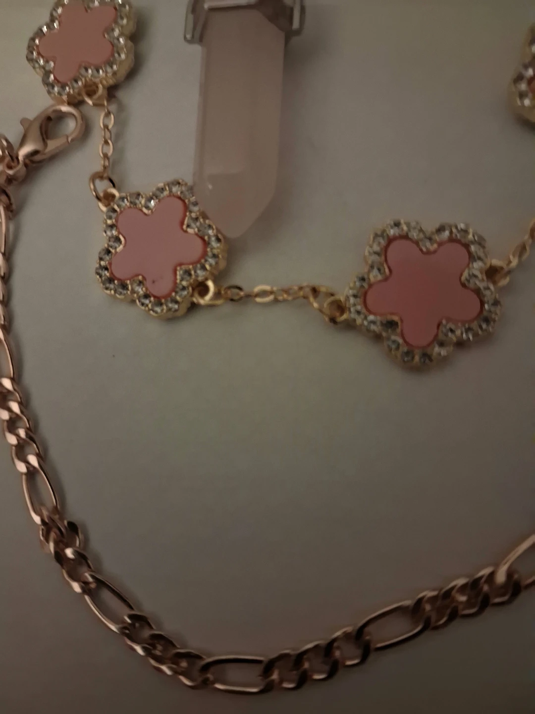 Rose Quartz Crystal Pendant Necklace & Earrings Set - photo 5