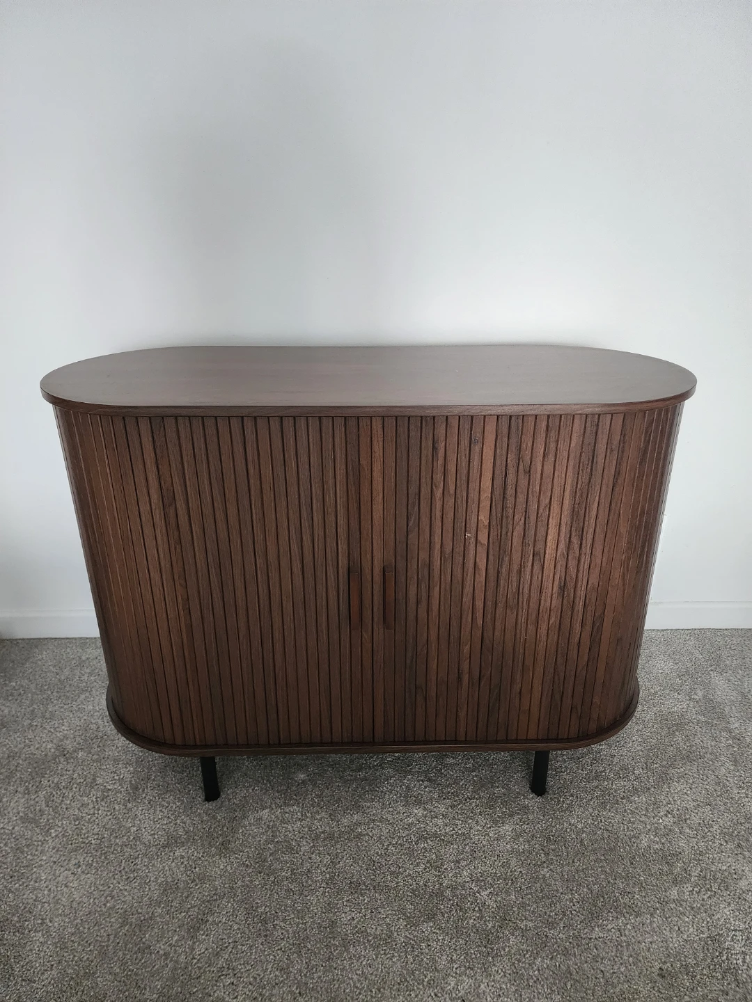 Tambour Door Cabinet - Walnut Finish - Brand New