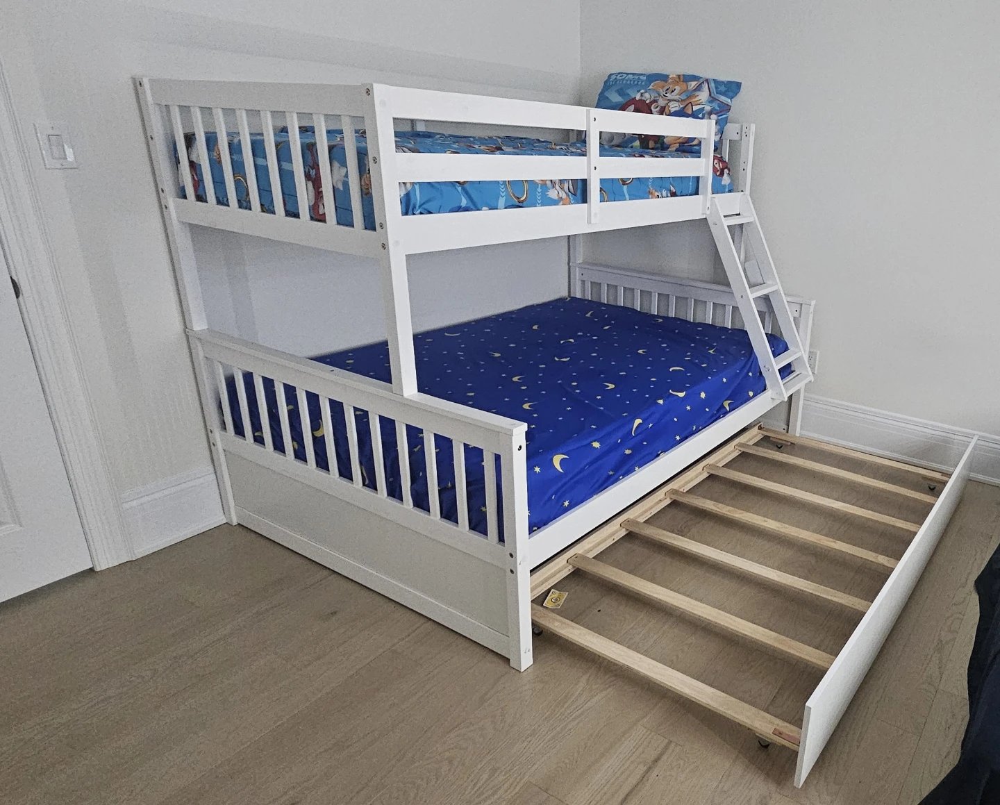 Gymax White Twin over Full Bunk Bed with Twin Trundle - photo 3