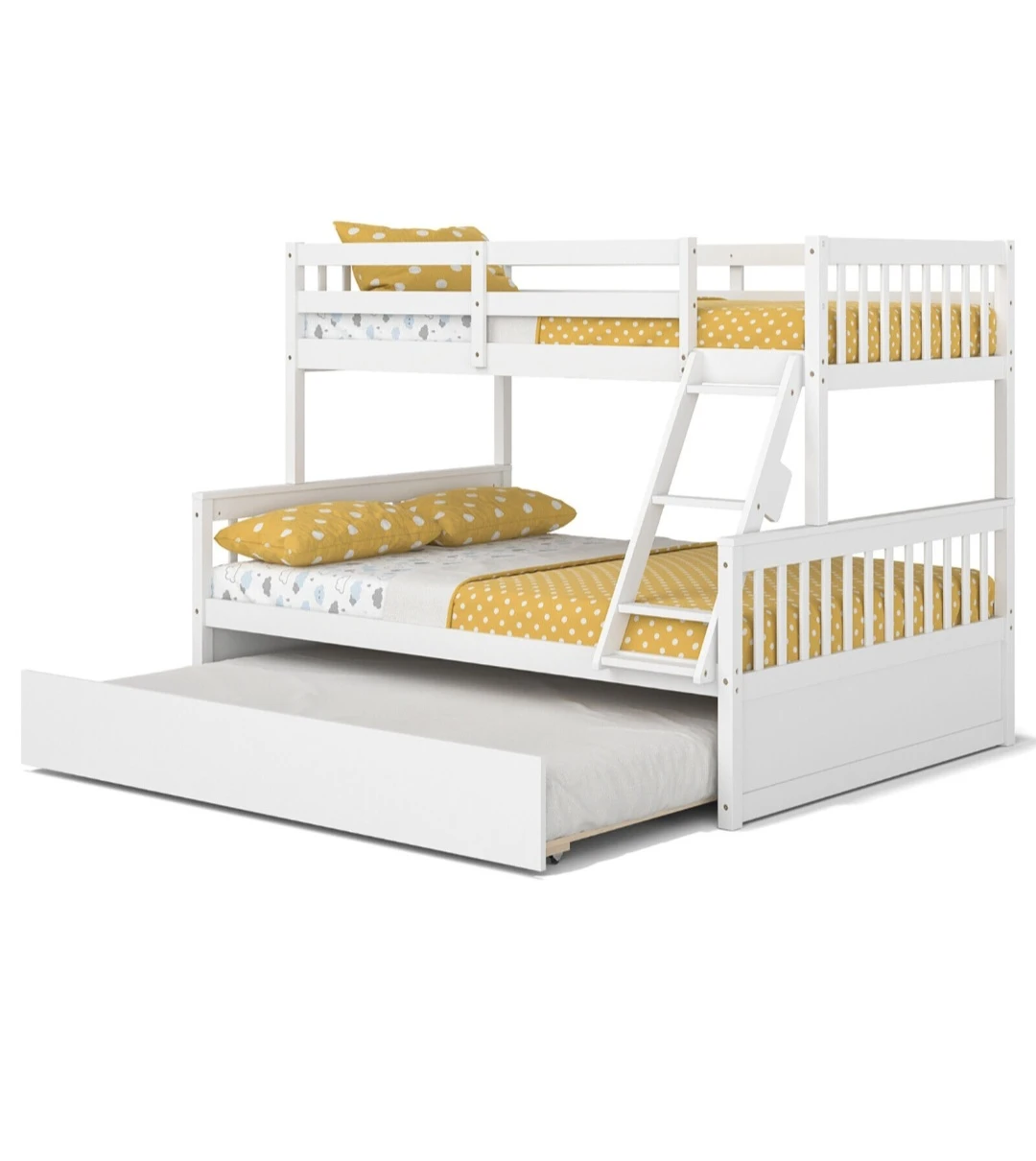 Gymax White Twin over Full Bunk Bed with Twin Trundle - photo 5