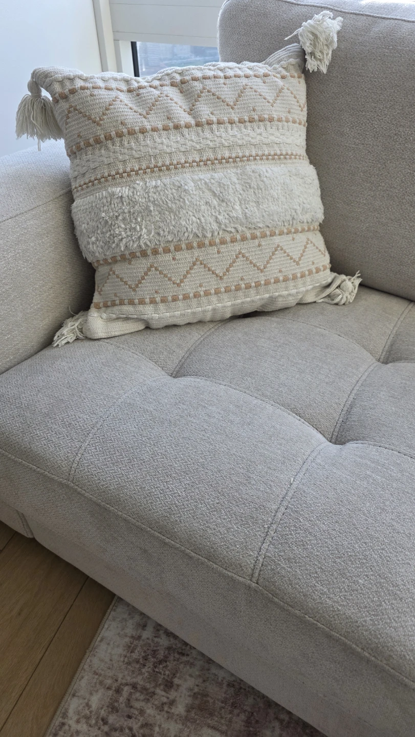 Light Beige Sectional Sofa with Decorative Pillows - photo 3