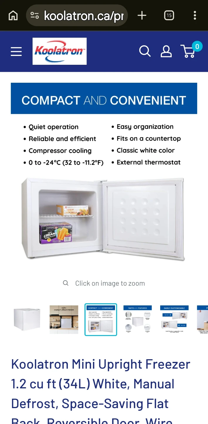 Koolatron Mini Upright Freezer 1.2 cu ft White - photo 3