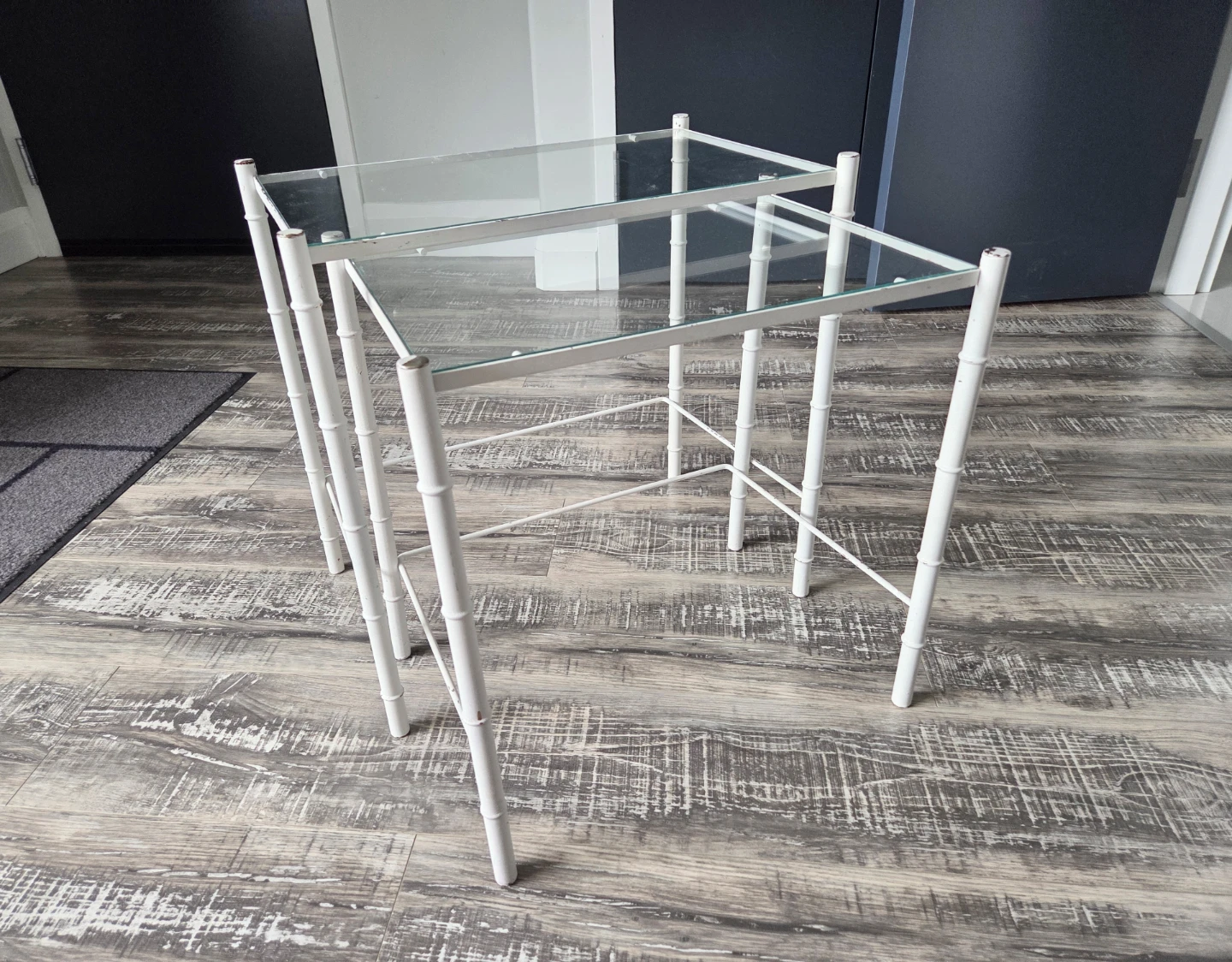 Nesting Side Tables - Glass Top Metal Frame