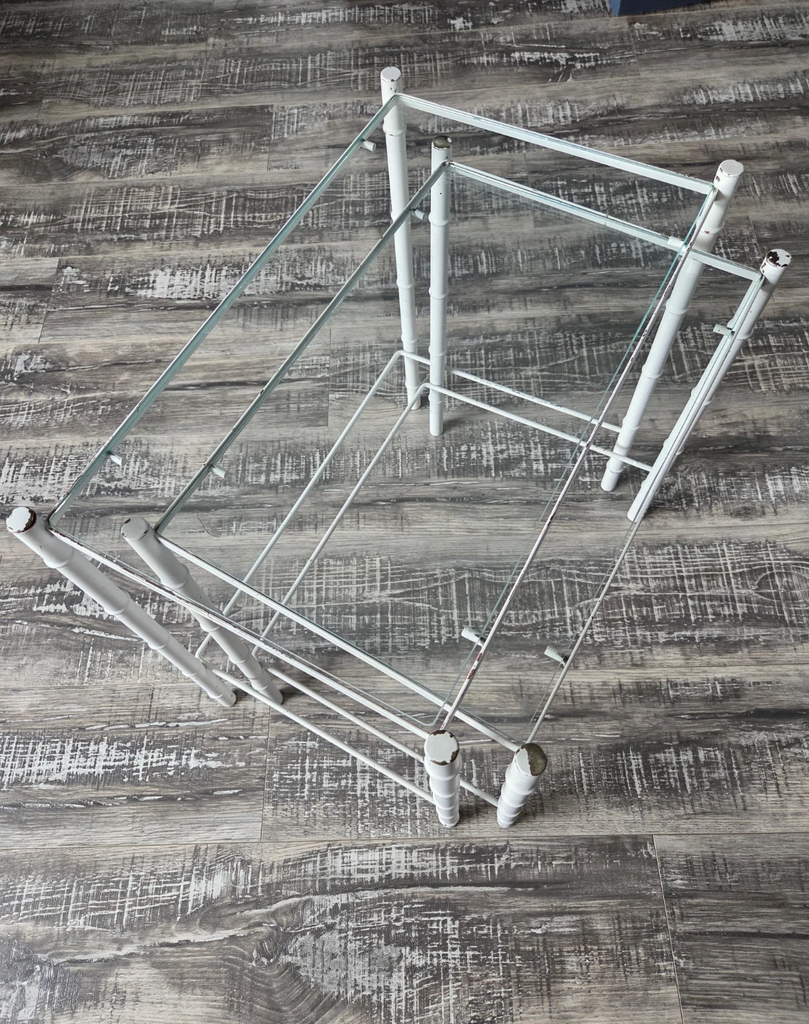 Nesting Side Tables - Glass Top Metal Frame - photo 3