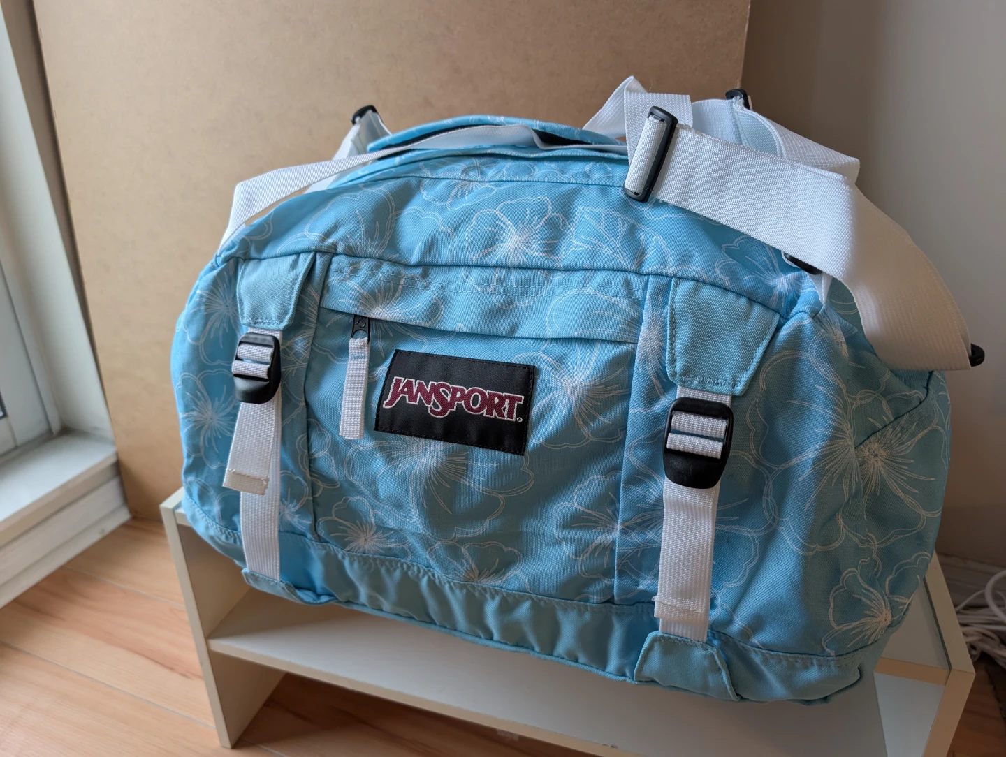 Jansport Blue Floral Duffel Bag