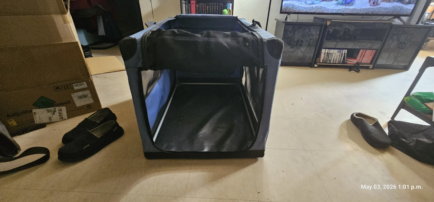 Blue Soft-Sided Dog Crate