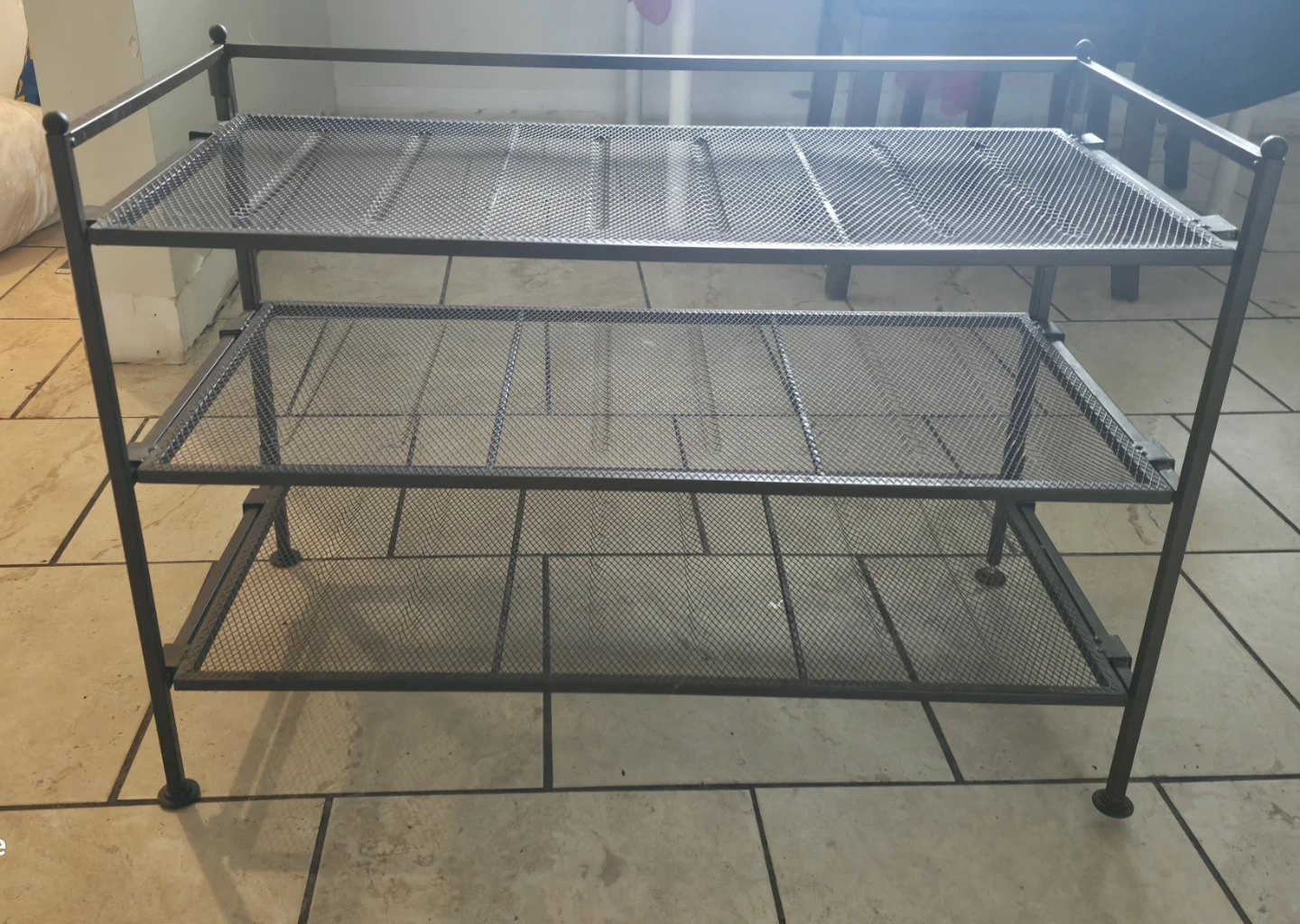 3-Tier Metal Mesh Shelf Unit