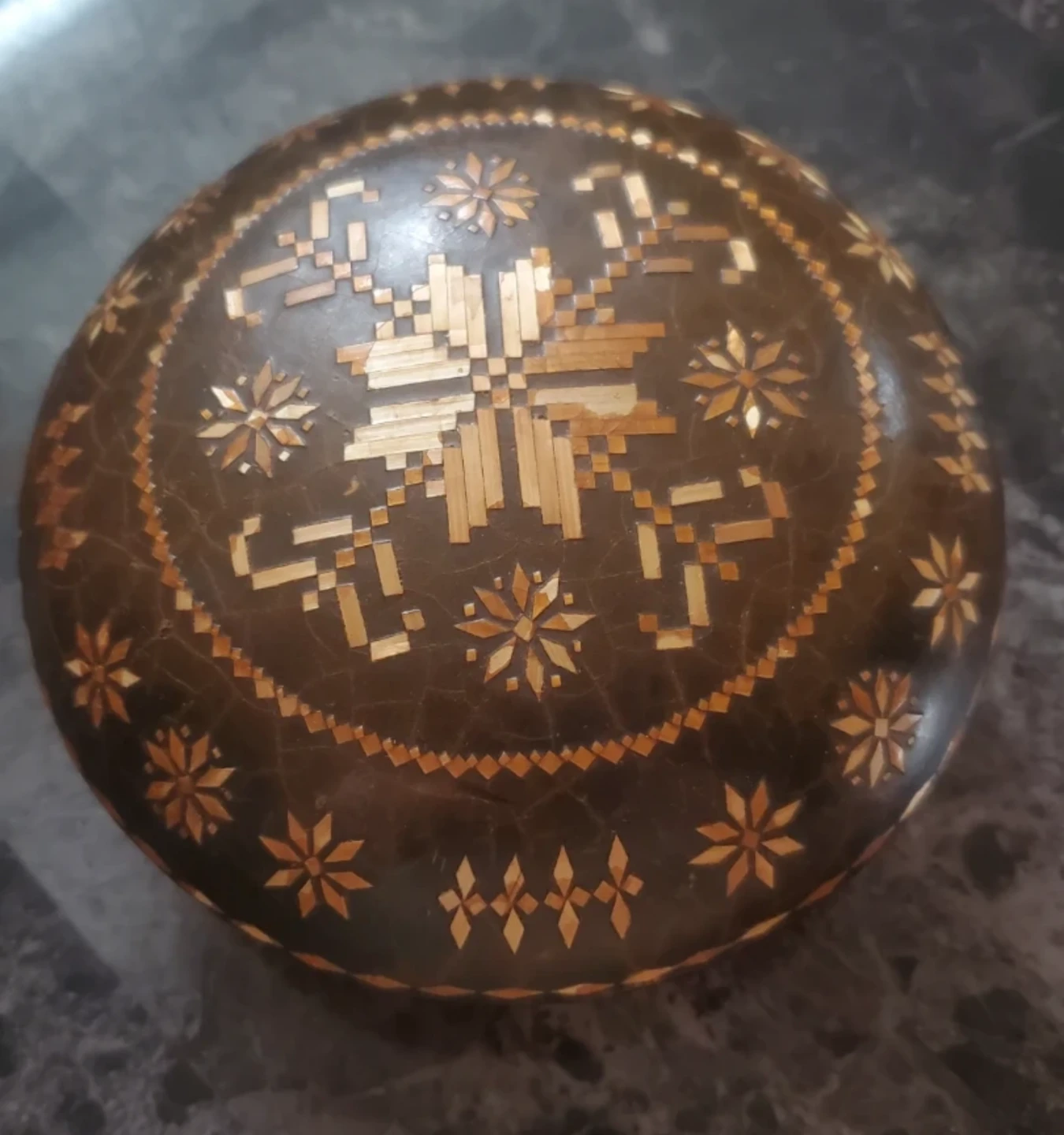 Decorative Round Trinket Box with Intricate Inlay - photo 2