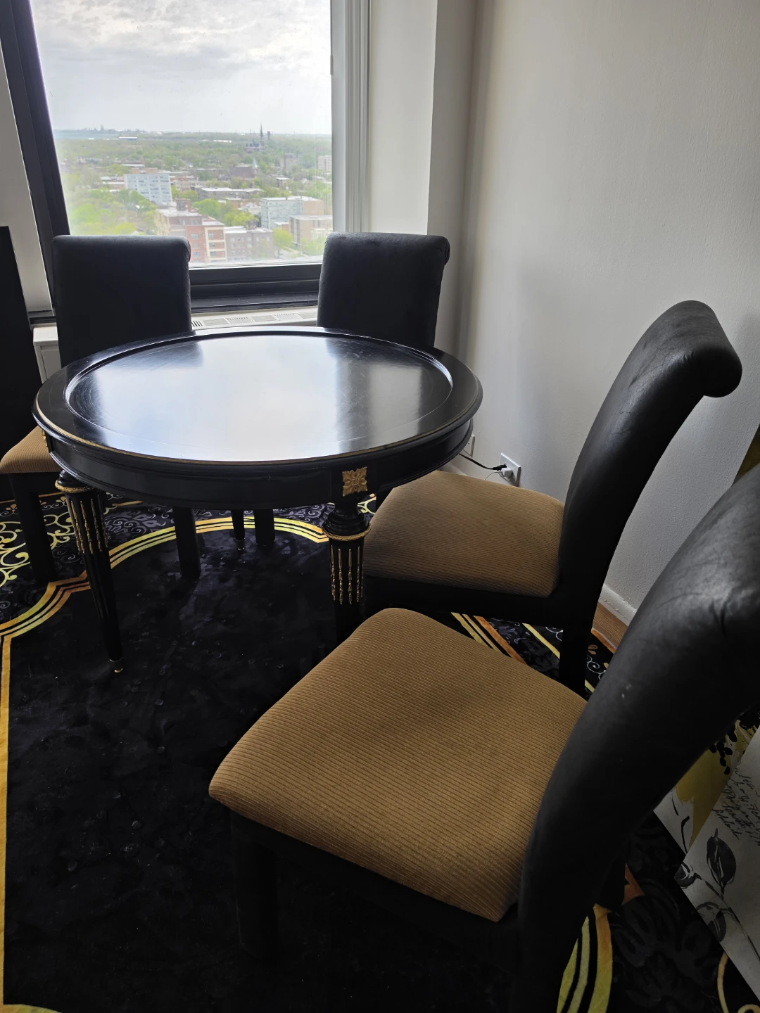 Black Round Dining Table with 4 Chairs - photo 3