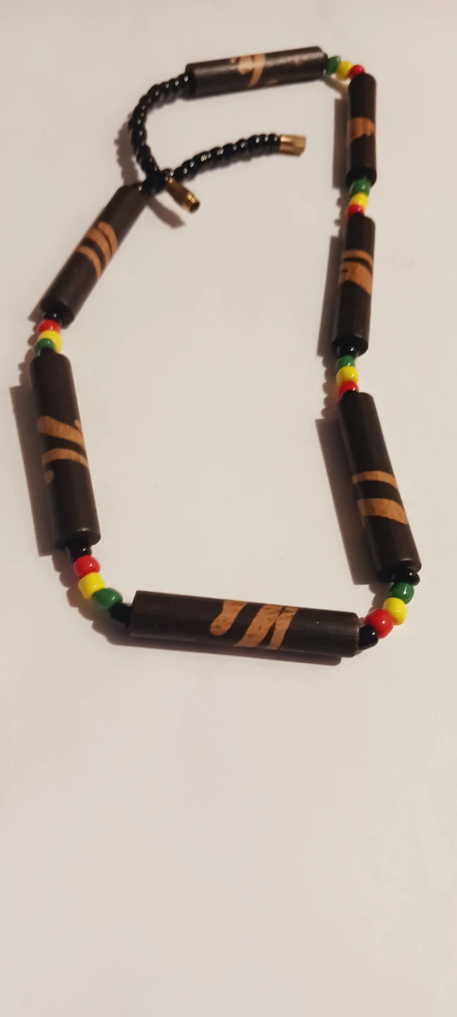 Wooden Beaded Necklace with Rasta Colors - photo 4