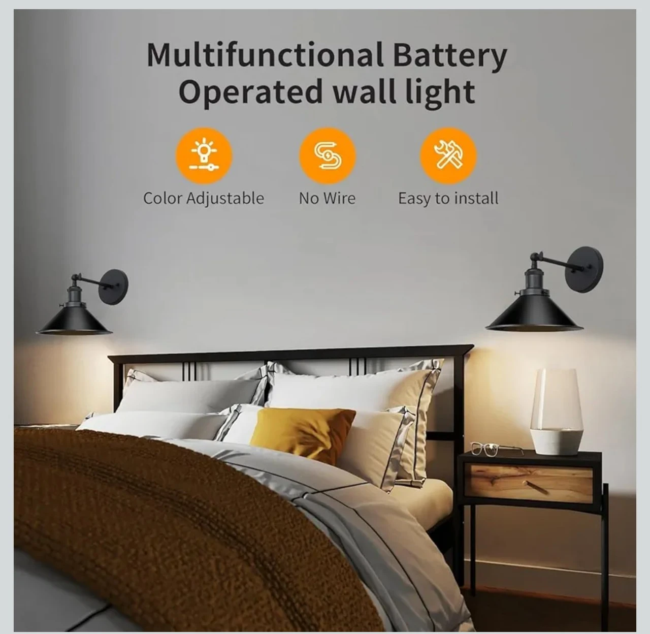 Battery Operated Wall Sconces with Remote Control (2 Pack) - photo 5