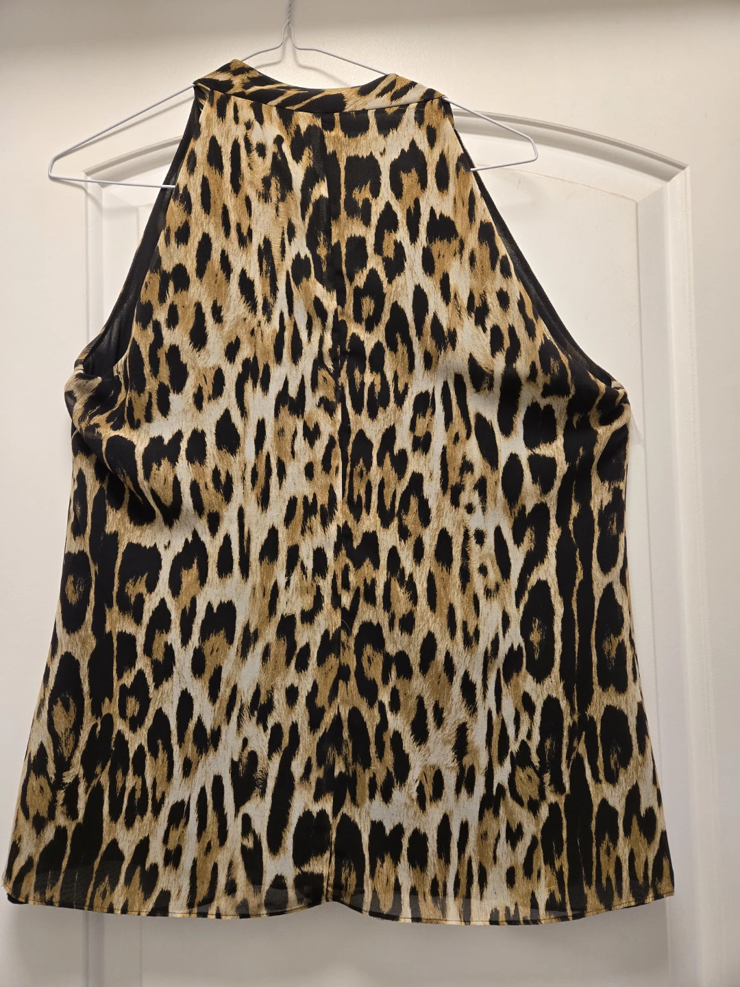 Women's Sleeveless Leopard Print Halter Top with Tie - photo 2