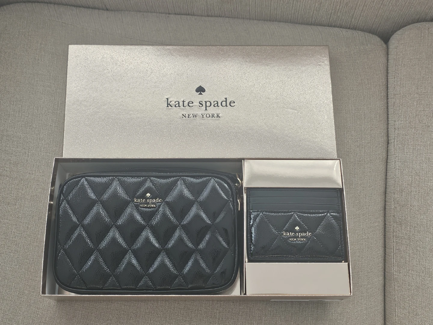 BNIB Kate Spade Black Quilted Bag and Cardholder Set