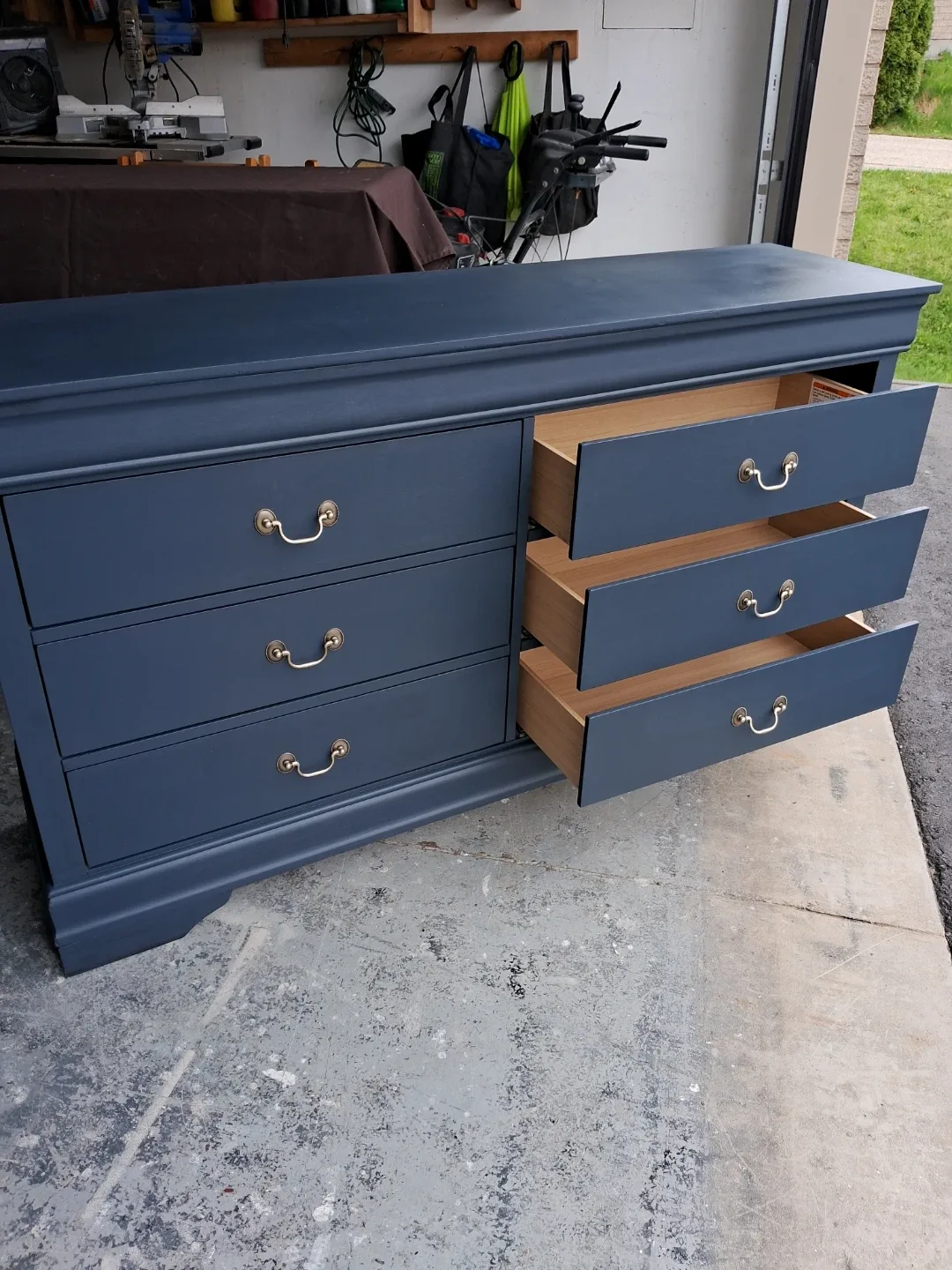 Dark Blue Six-Drawer Dresser