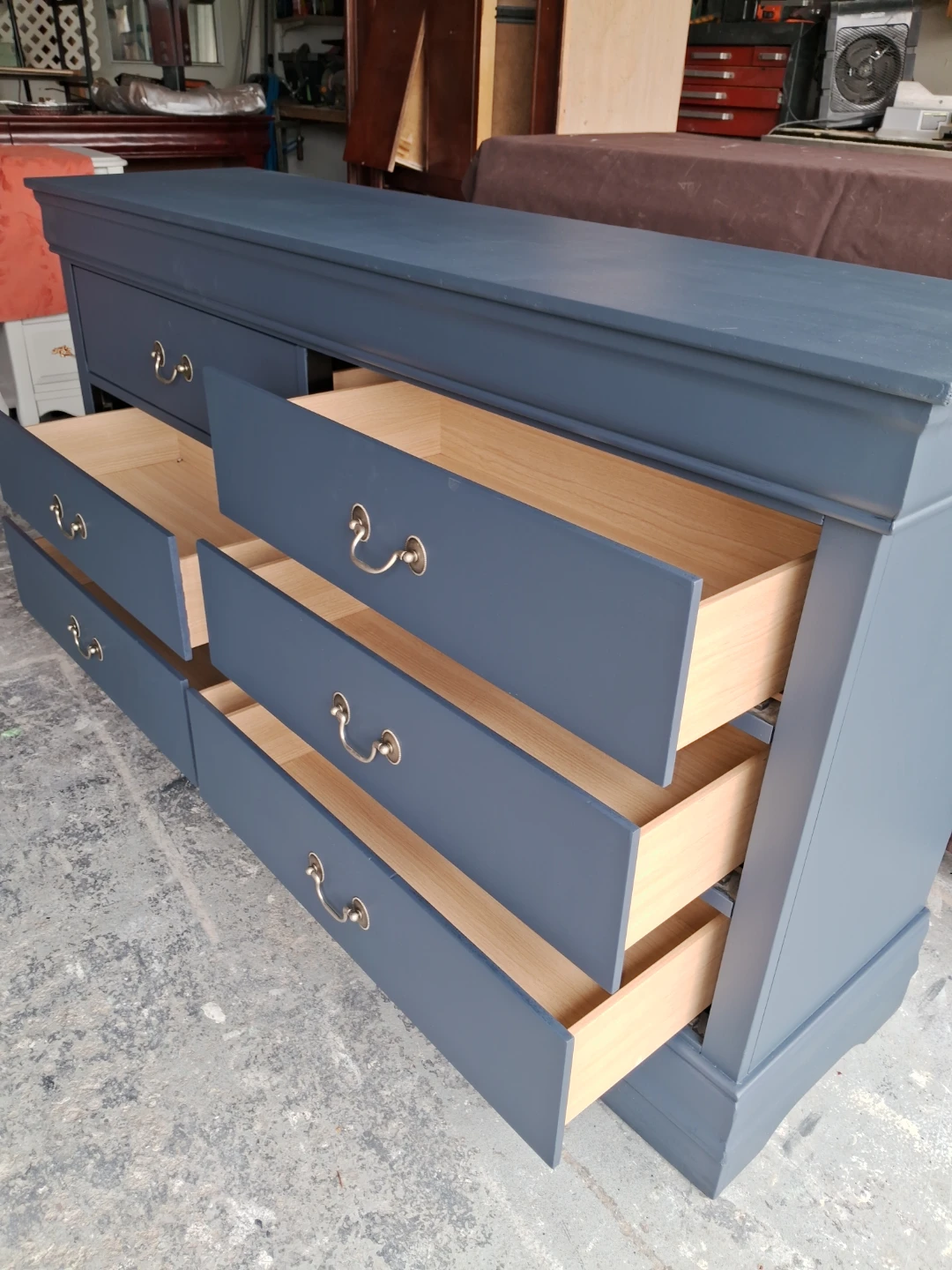 Dark Blue Six-Drawer Dresser - photo 2