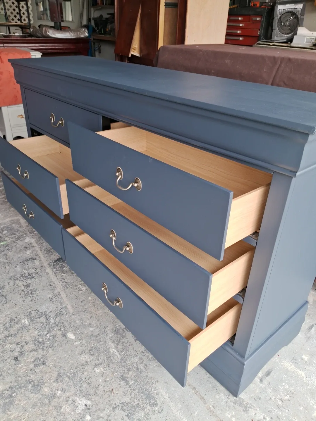 Dark Blue Six-Drawer Dresser - photo 2