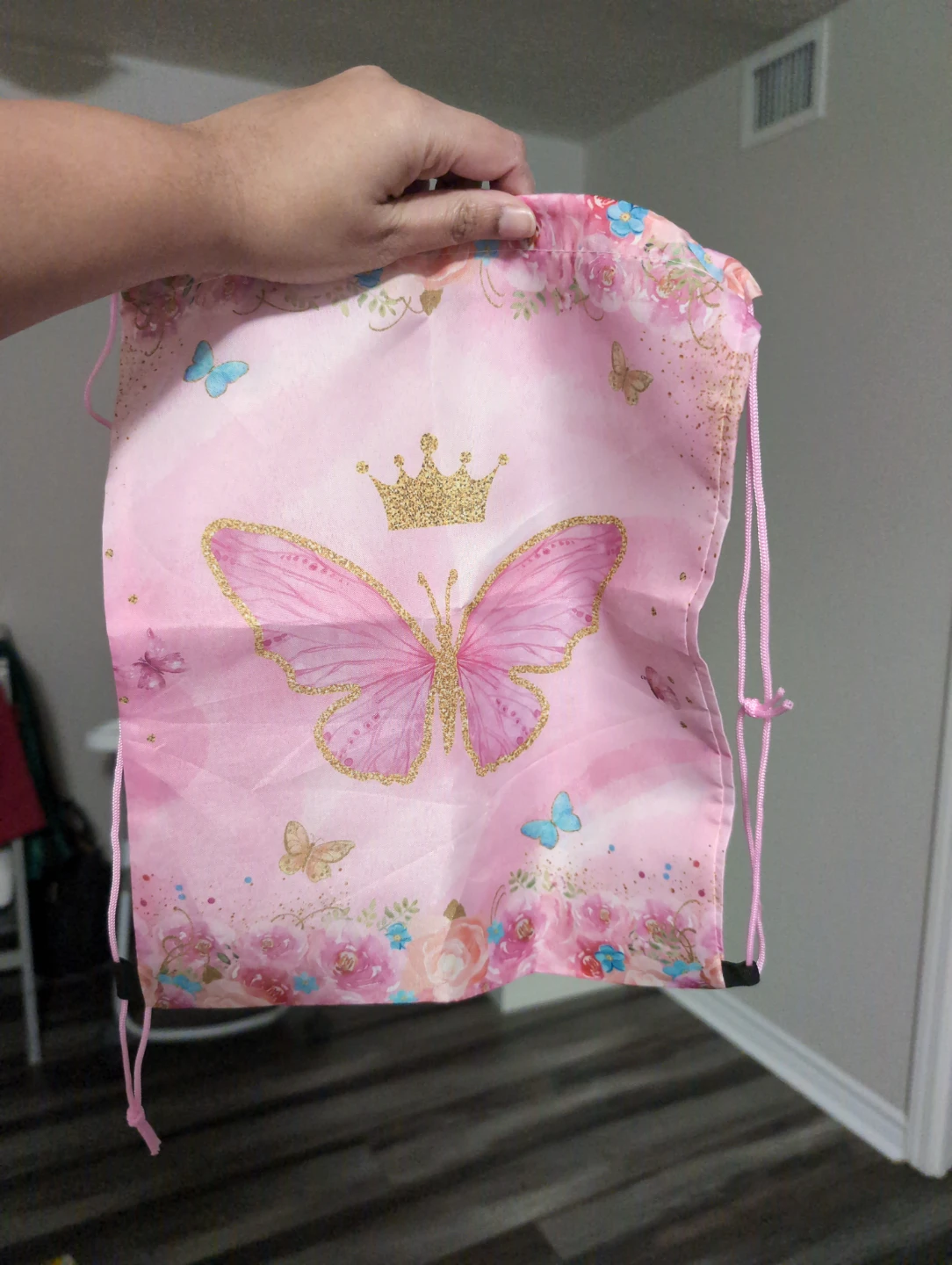 Pink Butterfly Drawstring Bag - photo 2