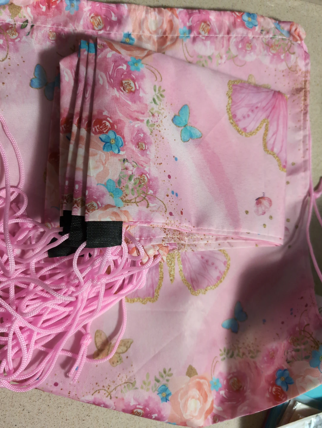 Pink Butterfly Drawstring Bag - photo 3