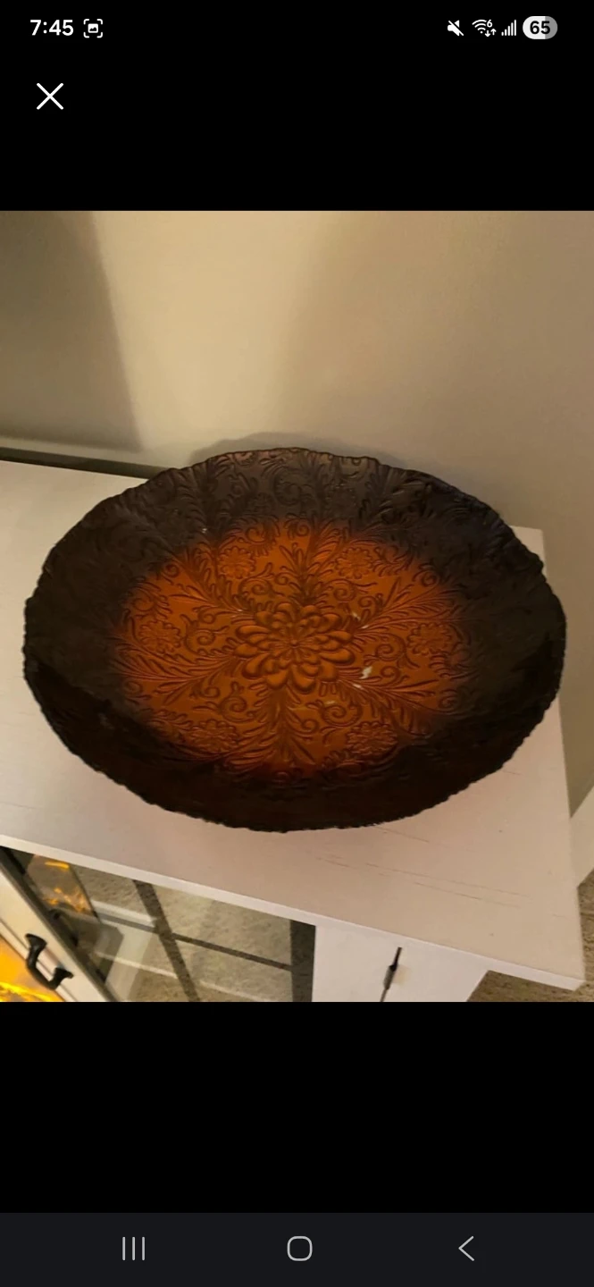Decorative Serving Bowl - Amber and Dark Brown