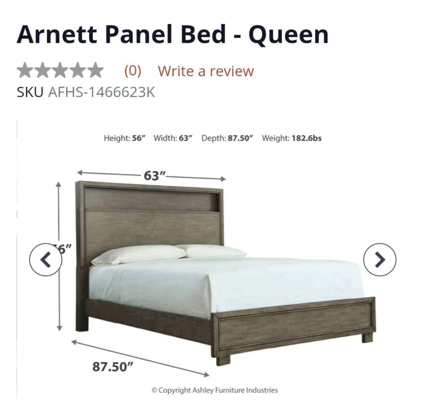 Arnett Panel Bed - Queen bed frame