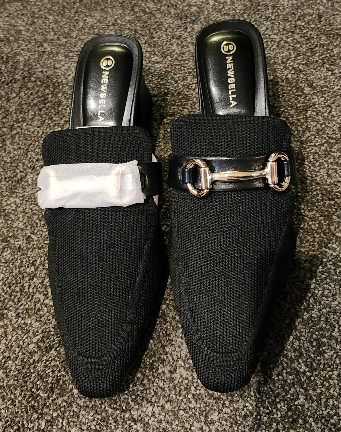 NEWBELLA Black Knit Mules with Gold Bit - photo 3