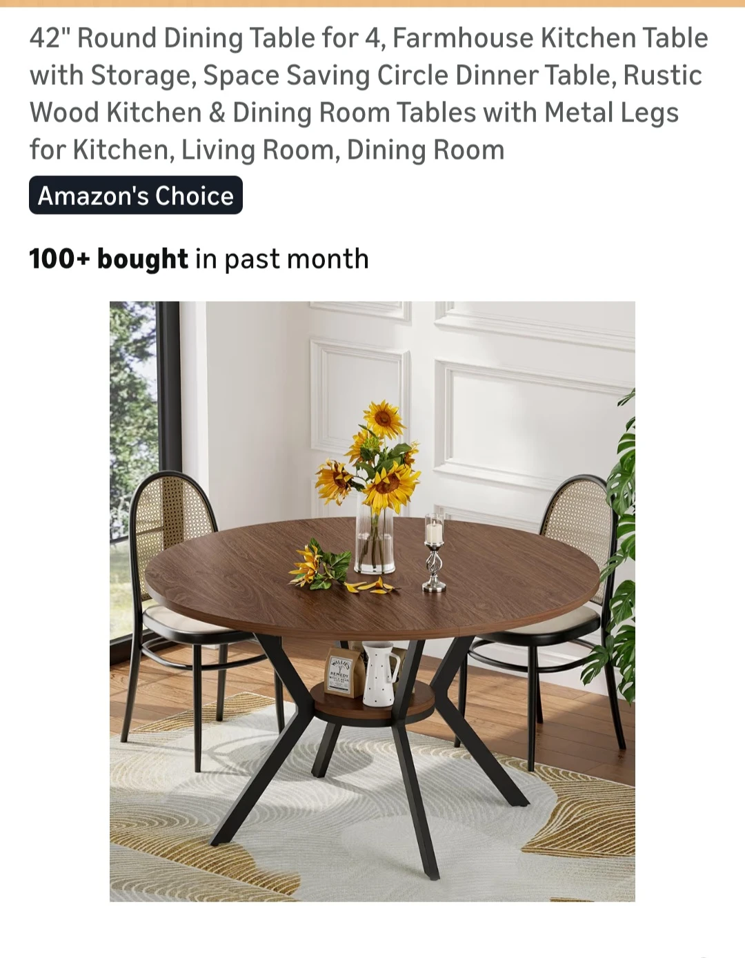 Round Dining Table with Shelf