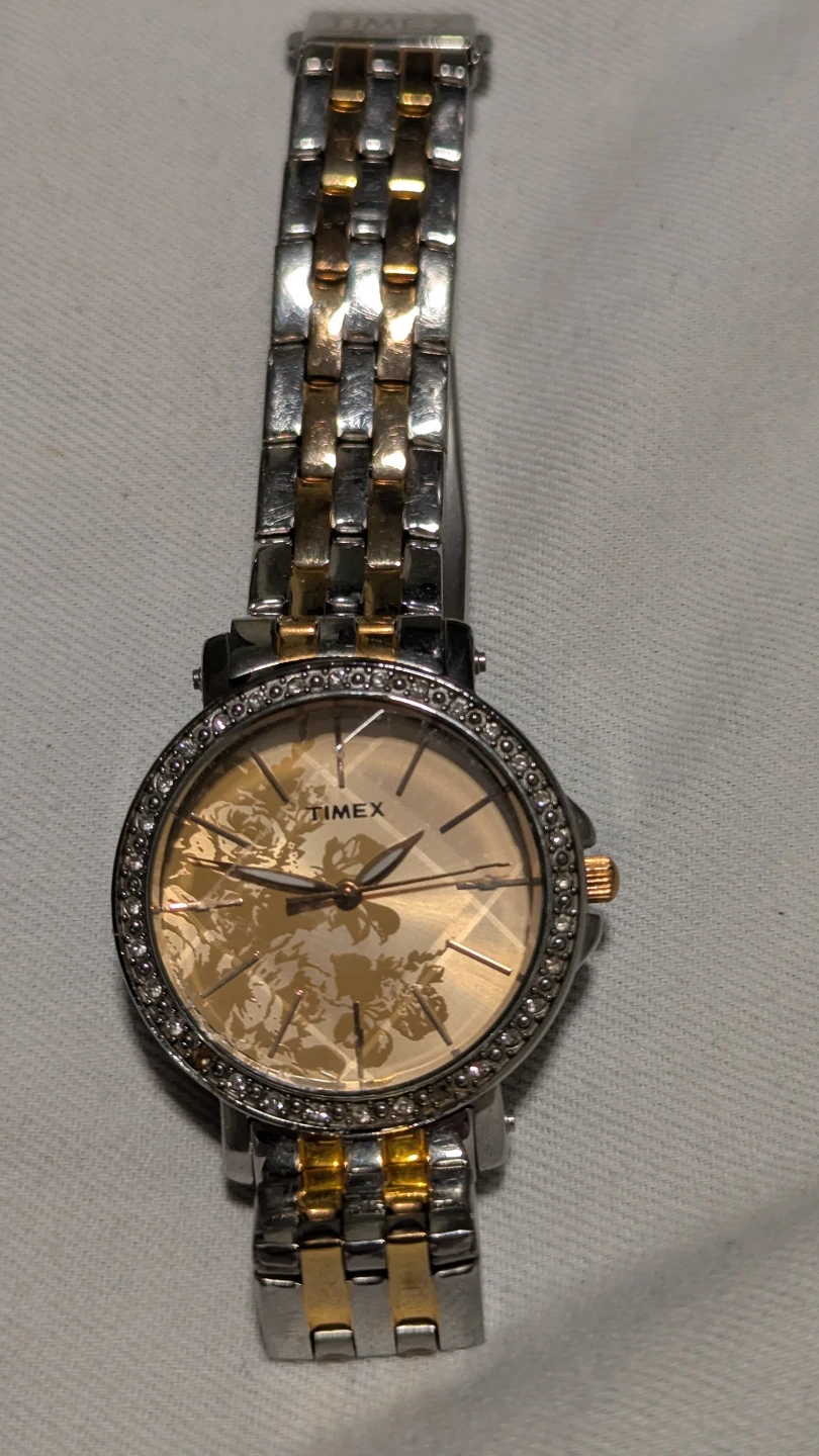 Timex Two-Tone Crystal Bezel Watch