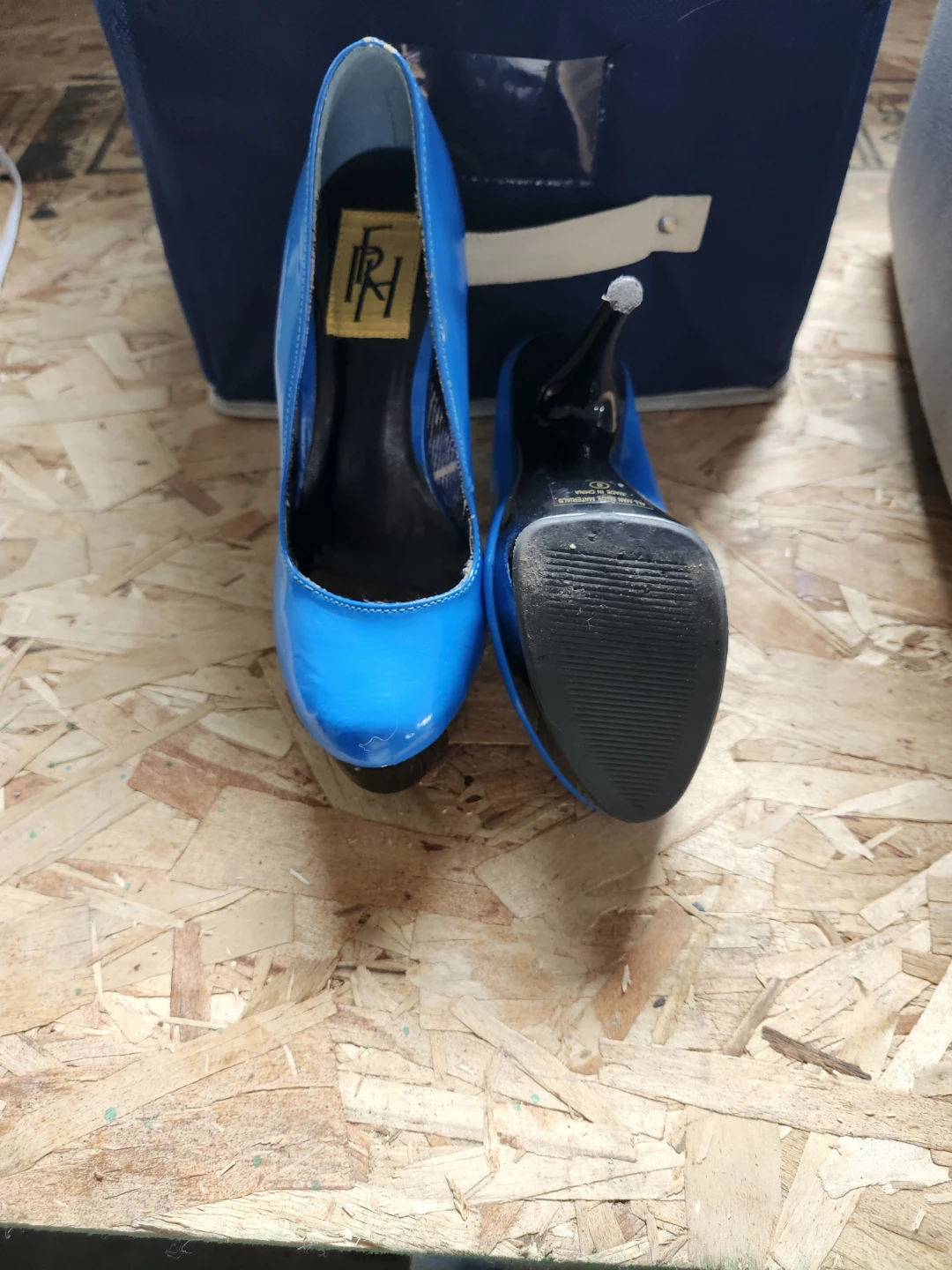 Blue Patent Leather High Heels