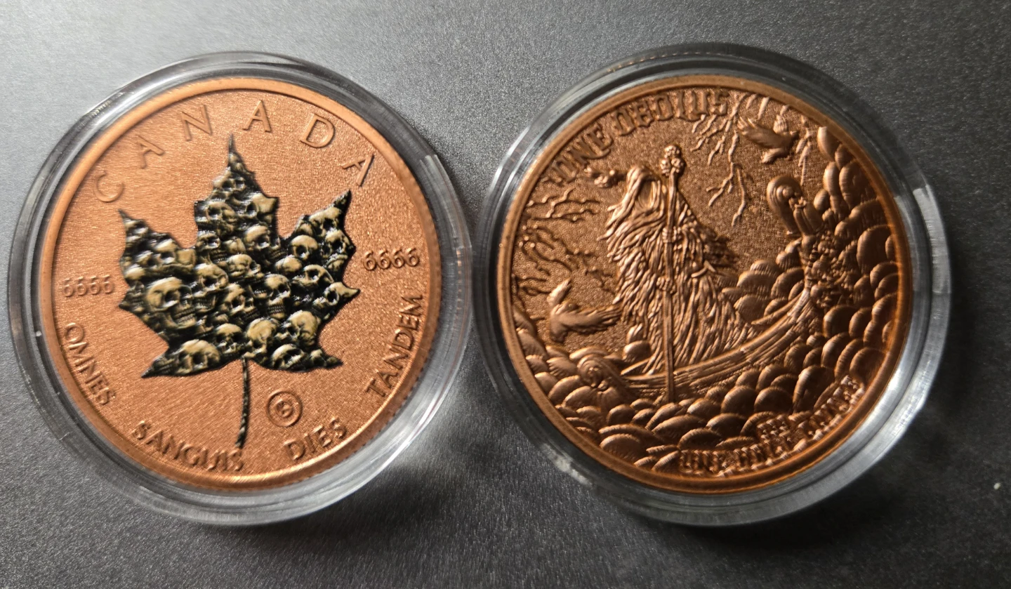 Canada Skull Maple Leaf Copper Coin