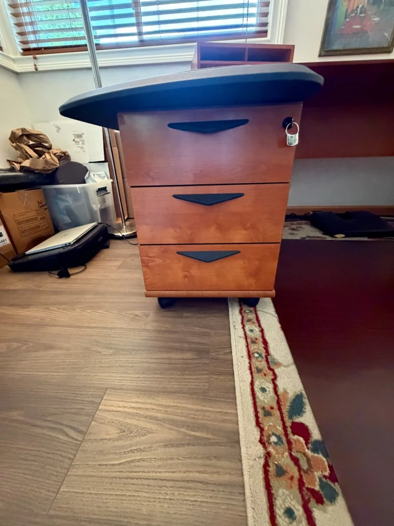 Contemporary Office Desk with Rolling Filing Cabinet - photo 3