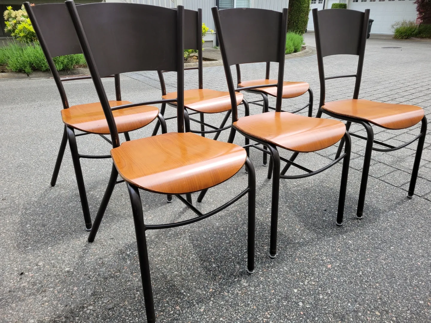 Beautiful Set of 6 Wood / Metal Dining Chairs. $40 Each.
