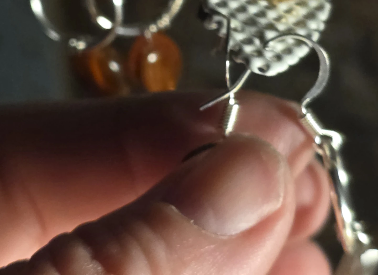 Silver Hoop Earrings with Labradorite Gemstones - photo 4
