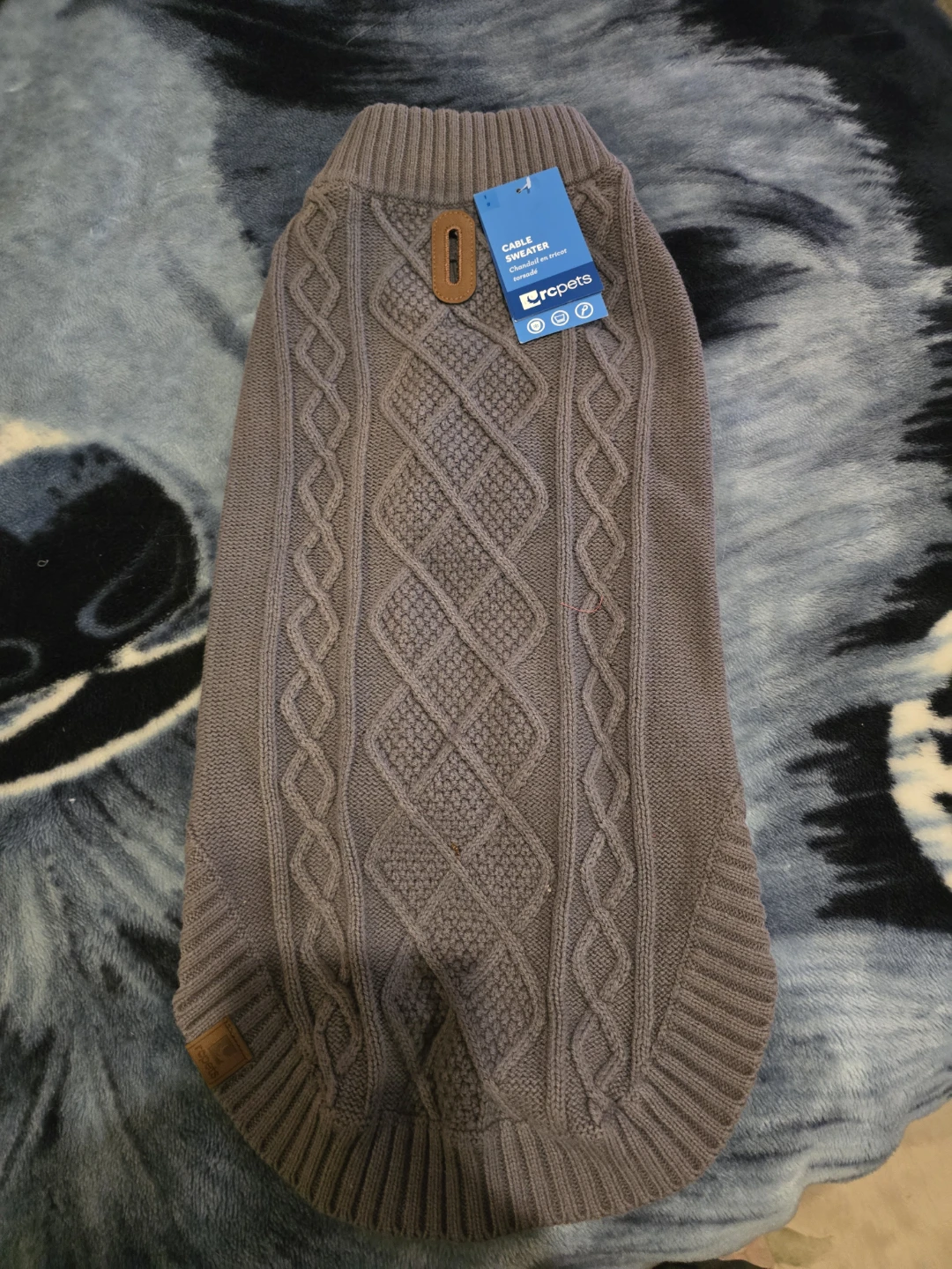 RC Pet Products Cable Knit Dog Sweater Grey Size G