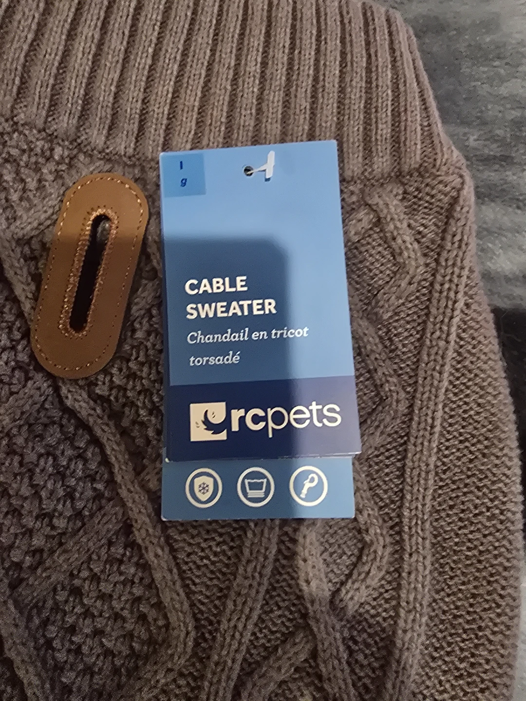 RC Pet Products Cable Knit Dog Sweater Grey Size G - photo 2