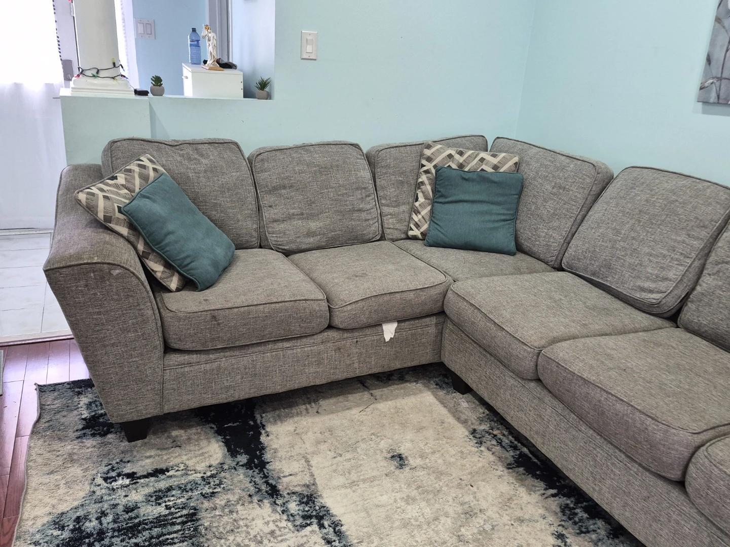 Grey Sectional Sofa with Pillows - photo 4