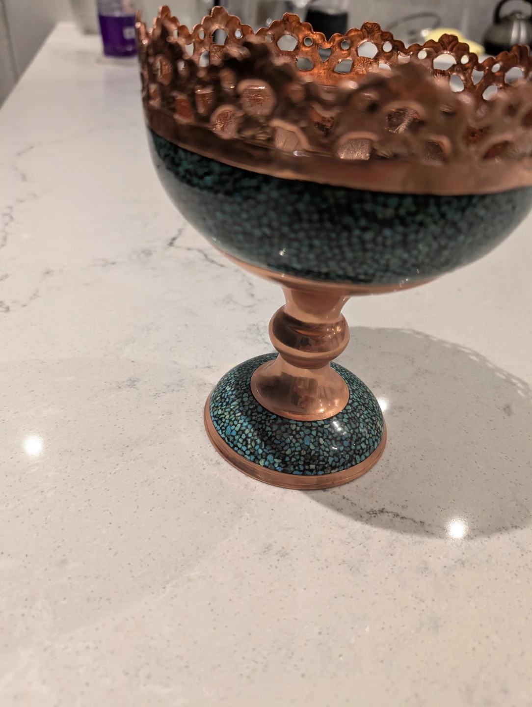 Copper and Turquoise Decorative Bowl/ serving - photo 2