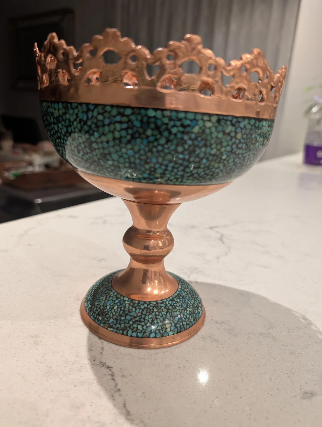 Copper and Turquoise Decorative Bowl/ serving - photo 3