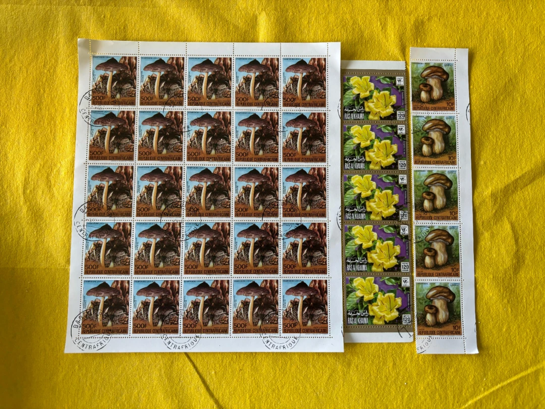 Stamp sheets set (3x) Mushrooms and flowers