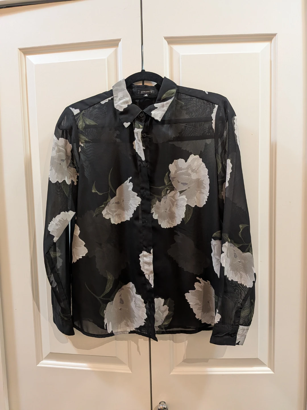Dynamite Sheer Floral Button-Up Shirt