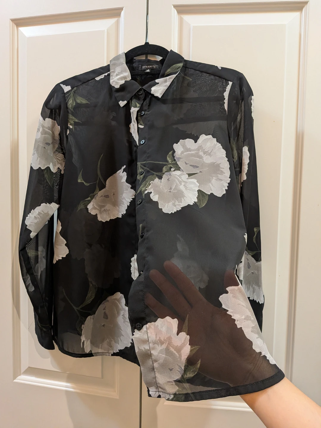 Dynamite Sheer Floral Button-Up Shirt - photo 2