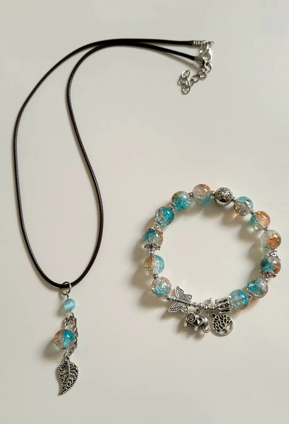 Beaded Bracelet and Necklace Set
