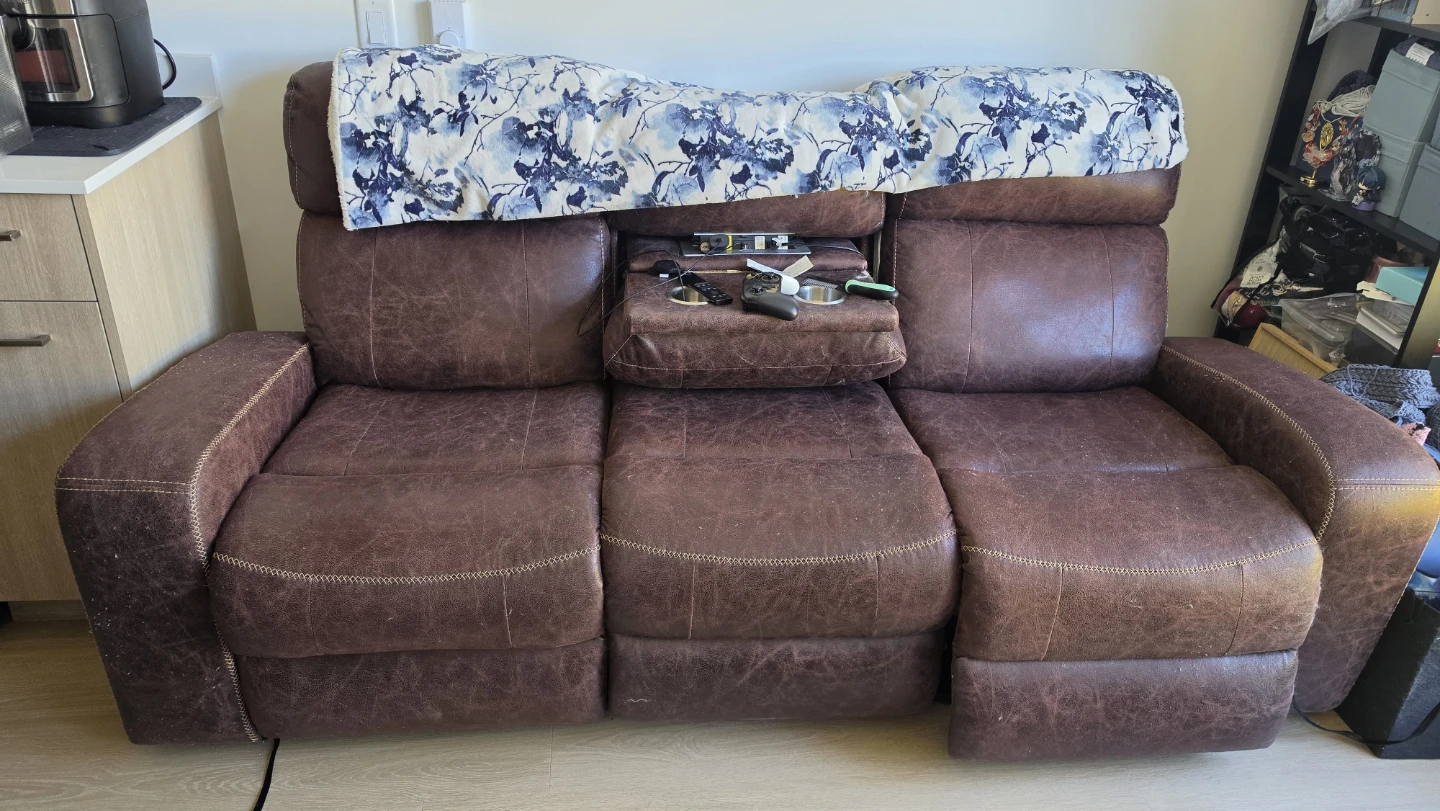 Brown Faux Leather Reclining Sofa