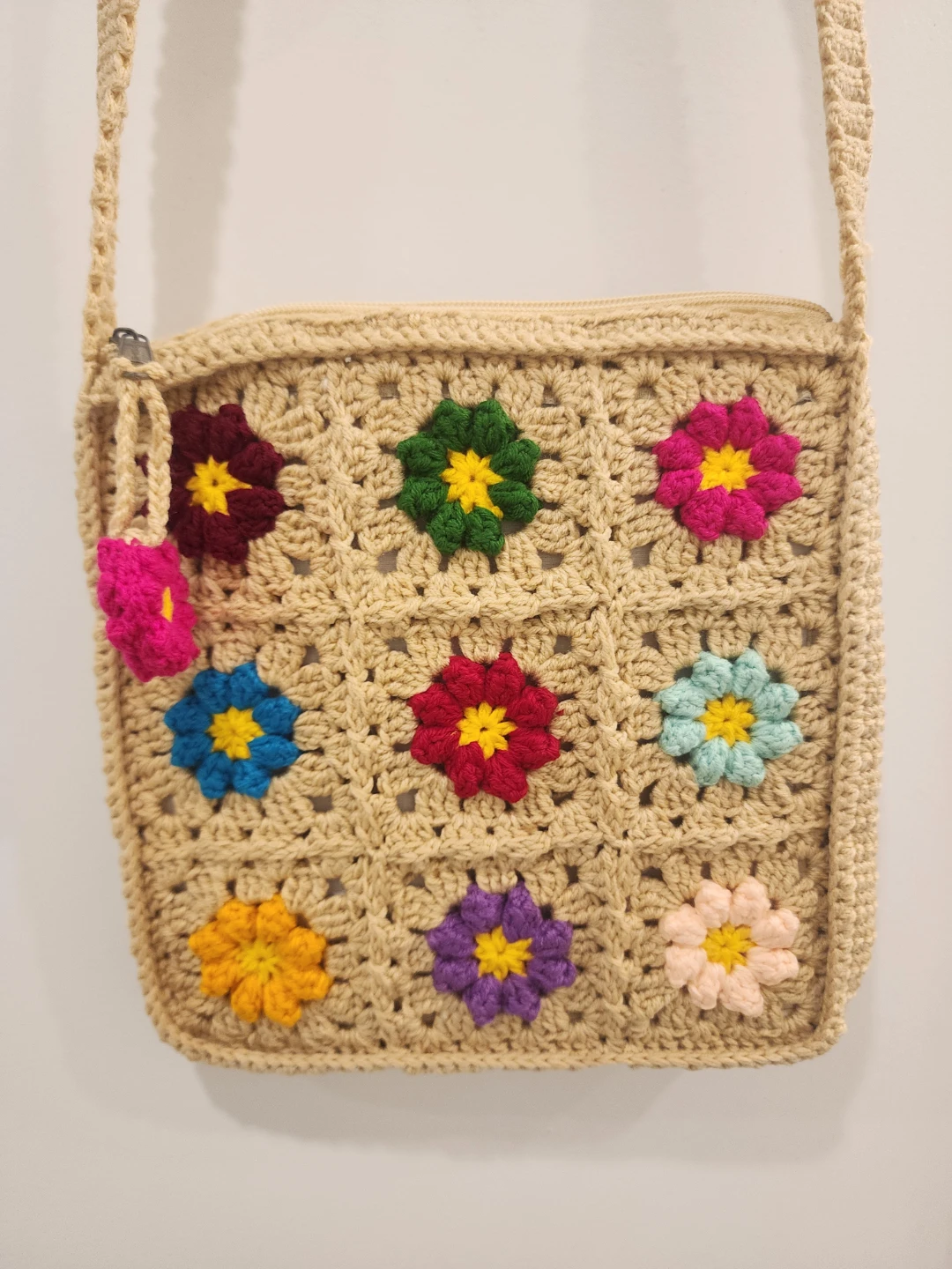Handmade Crochet Flower Crossbody Bag