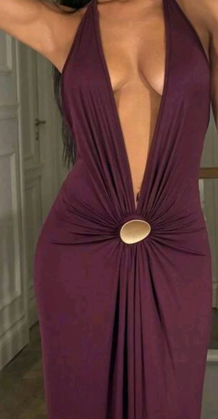 Women's Plum Halter Neck Maxi Dress - photo 2