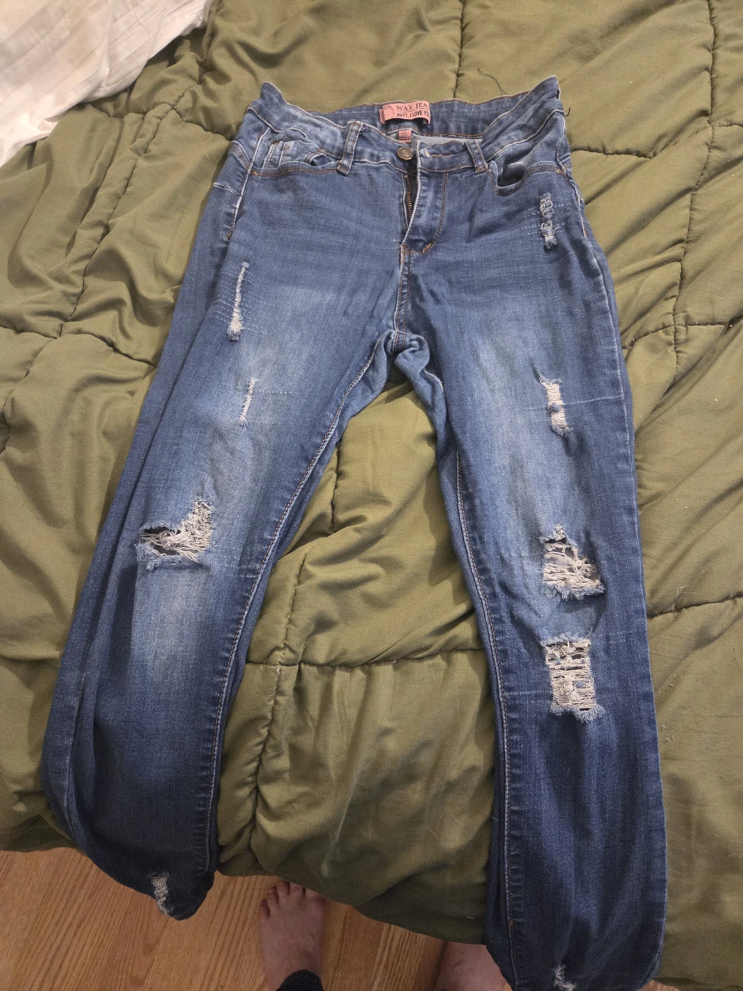 Wax Jean Ripped Blue Jeans