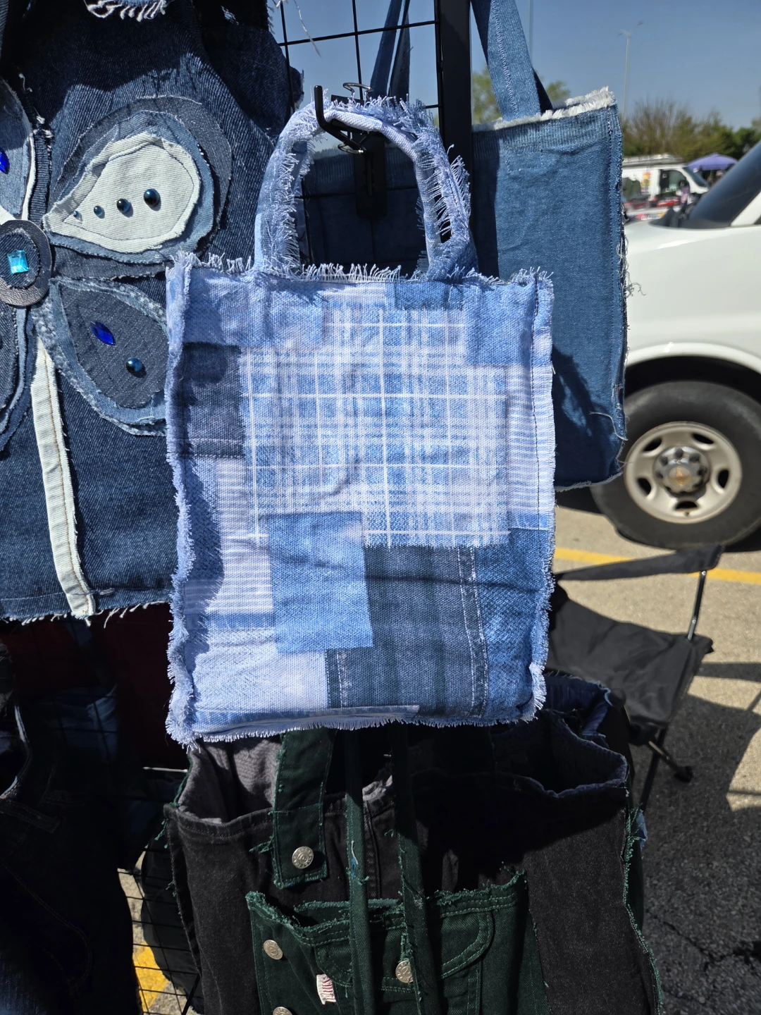 Blue Patchwork Denim Tote Bag