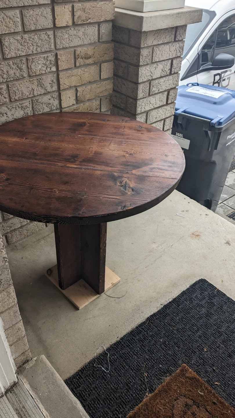 Round Wooden Pedestal Dining Table - photo 2