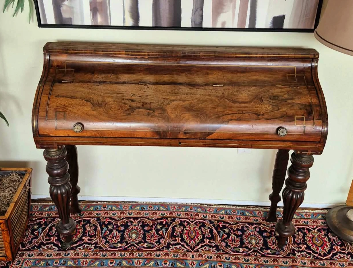Antique London Black Walnut Secretary Desk By Charles Smith